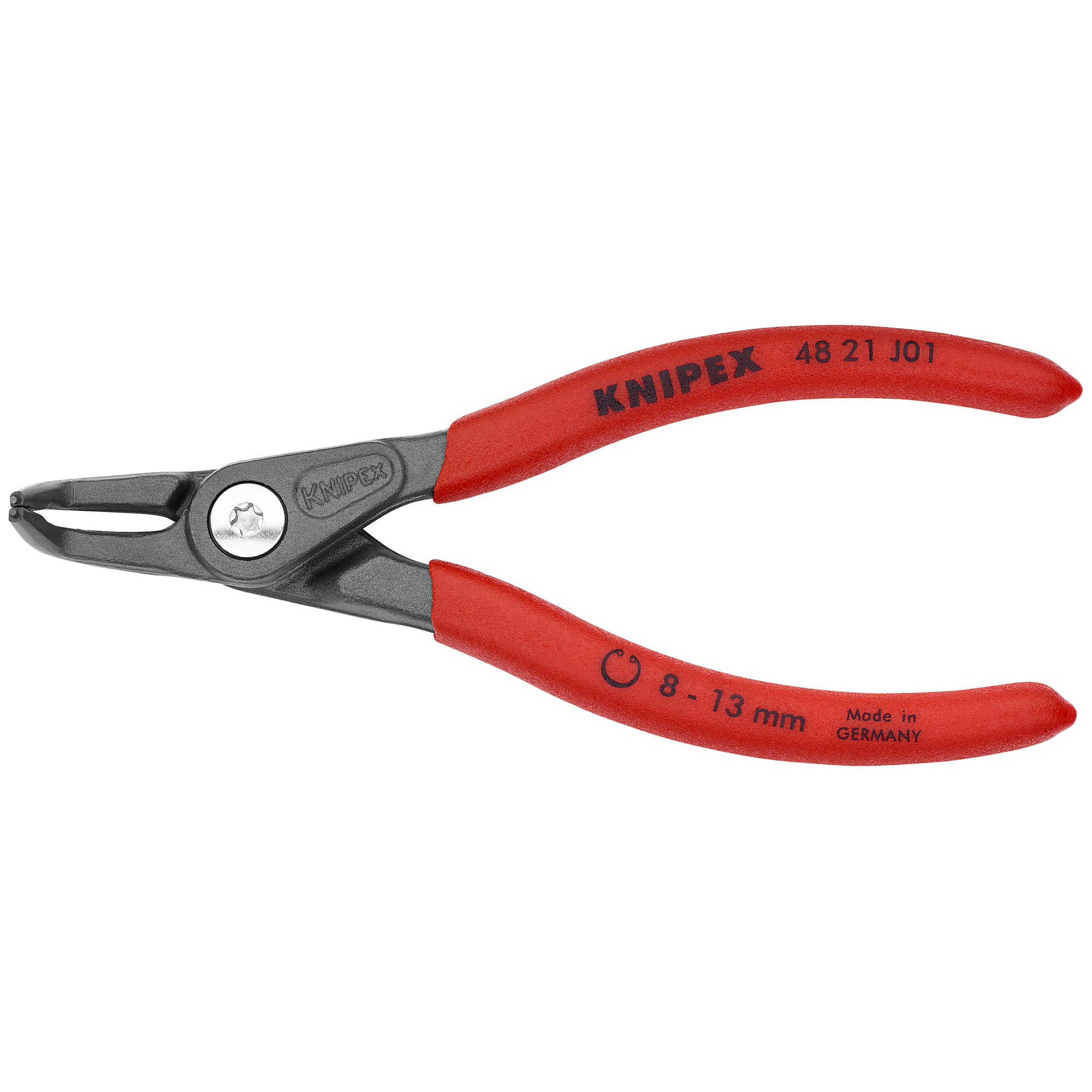 KNIPEX Internal Precision Snap Ring Pliers - 5.125in., 90° Angled Tips, Steel, 1/32in. Tip, Model# 48 21 J01